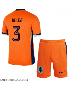 Țările de Jos Matthijs de Ligt #3 Echipament de Fotbal Replică European 2024 Copii Acasa (+ Șorturi)